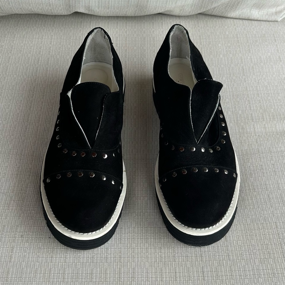 Griff Italia Black Suede Platform Flats with Studs, size 9.0 italian 40 - Picture 3 of 5